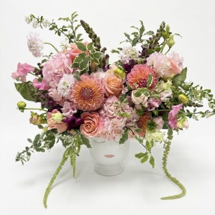 Wild Thoughts - Ceramic Vase adorned with soft pink and lavender blooms, elegantly arranged for a luxurious touch.