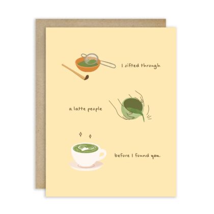 Before I Found You - Heartfelt Cute Cards featuring matcha illustrations on a soft yellow background.